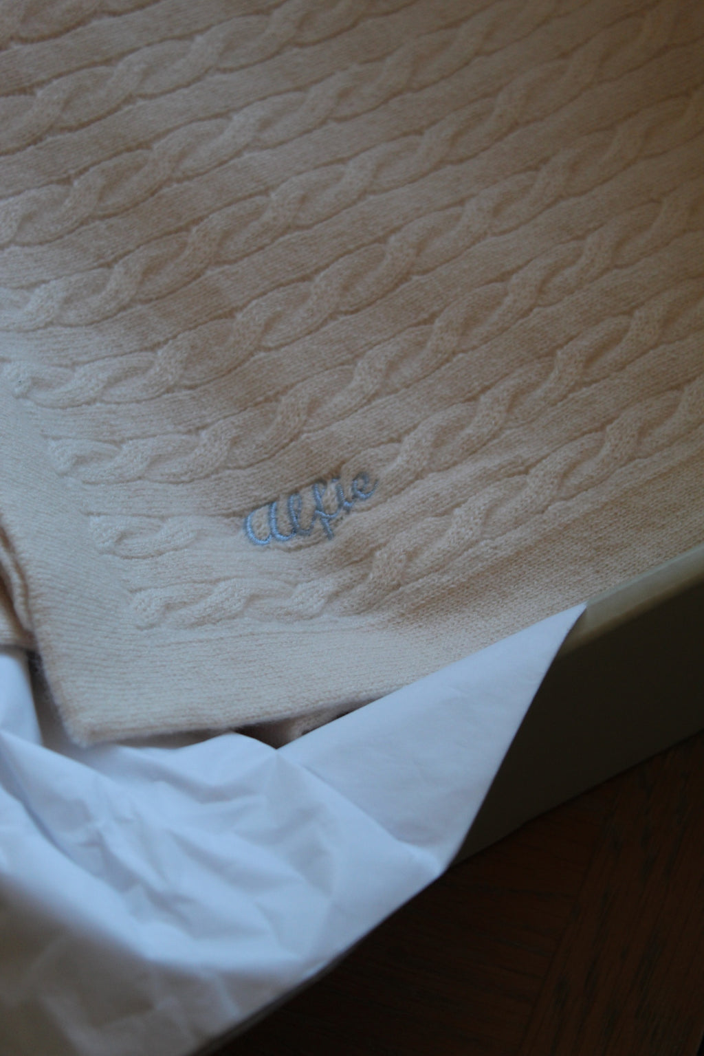 Personalised 100% Cashmere Baby Blanket Feather