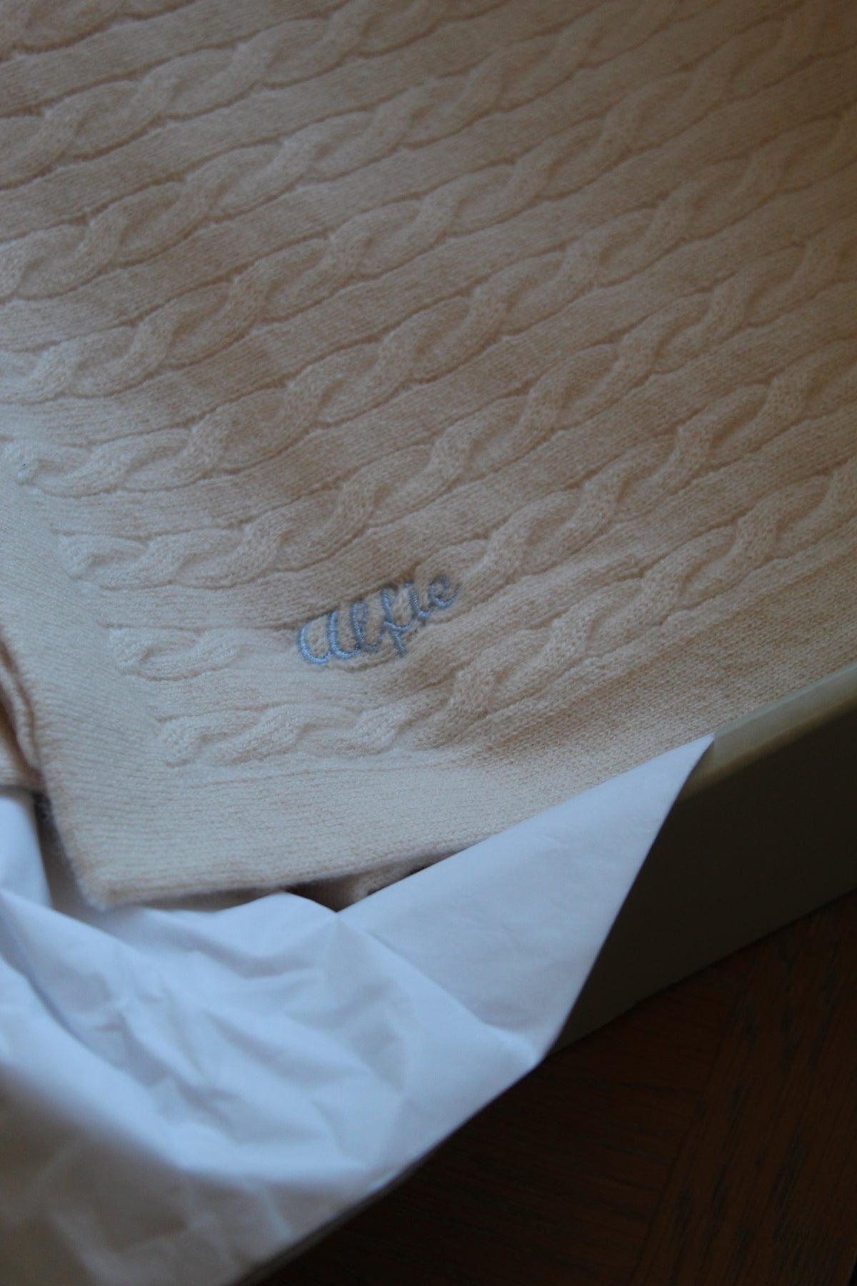 Personalised 100% Cashmere Baby Blanket Feather