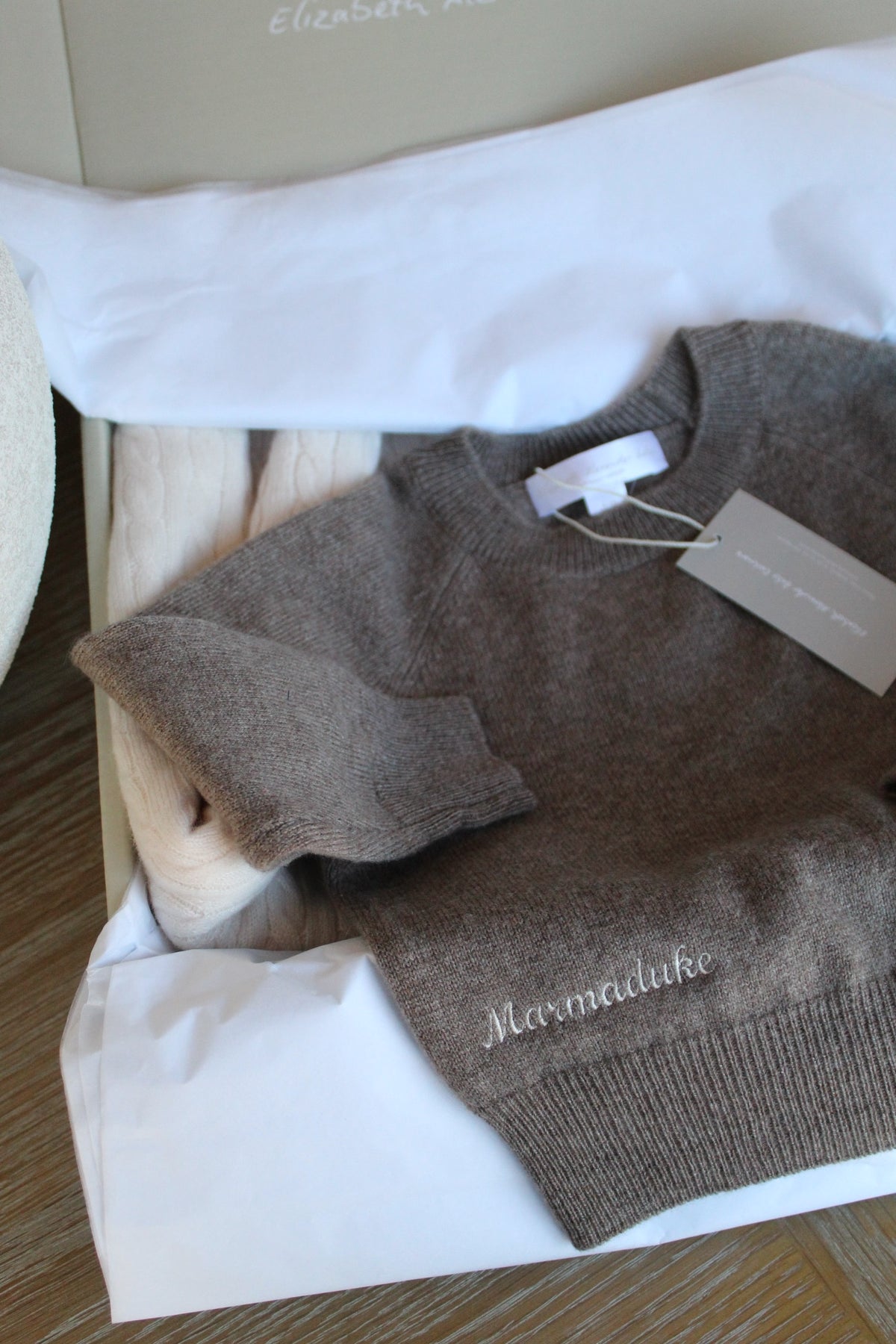 Personalised 100% Cashmere Jumper Sweater in Walnut