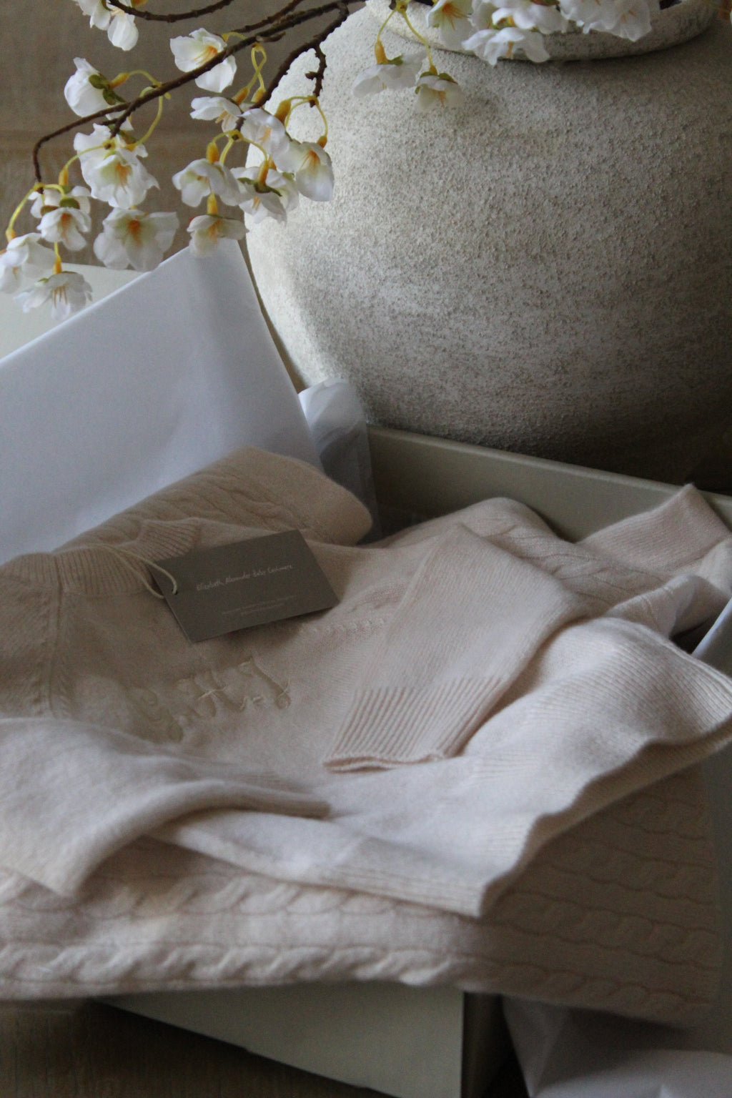 Personalised 100% Cashmere Baby Jumper in Feather