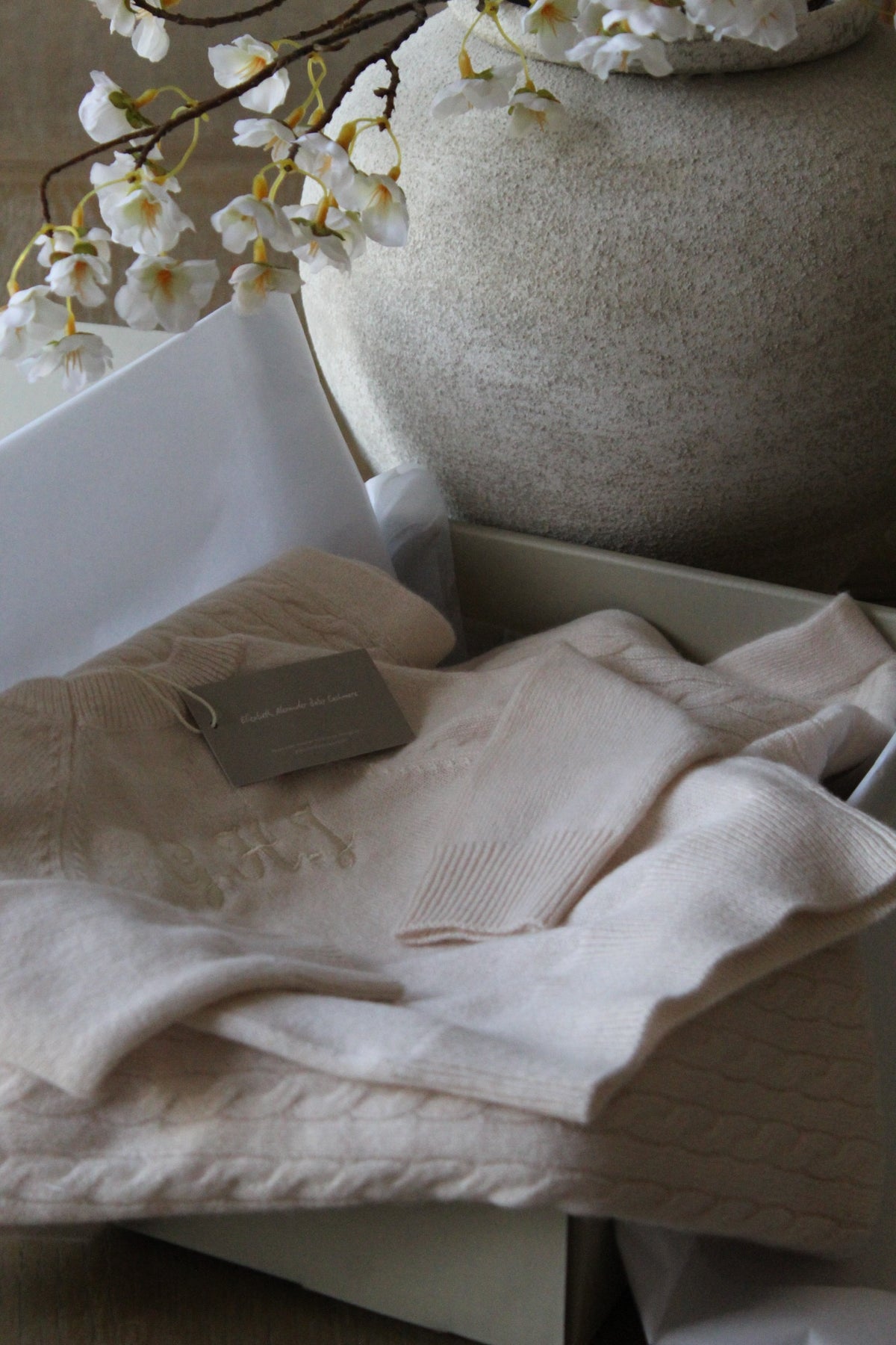 Personalised 100% Cashmere Baby Jumper in Feather