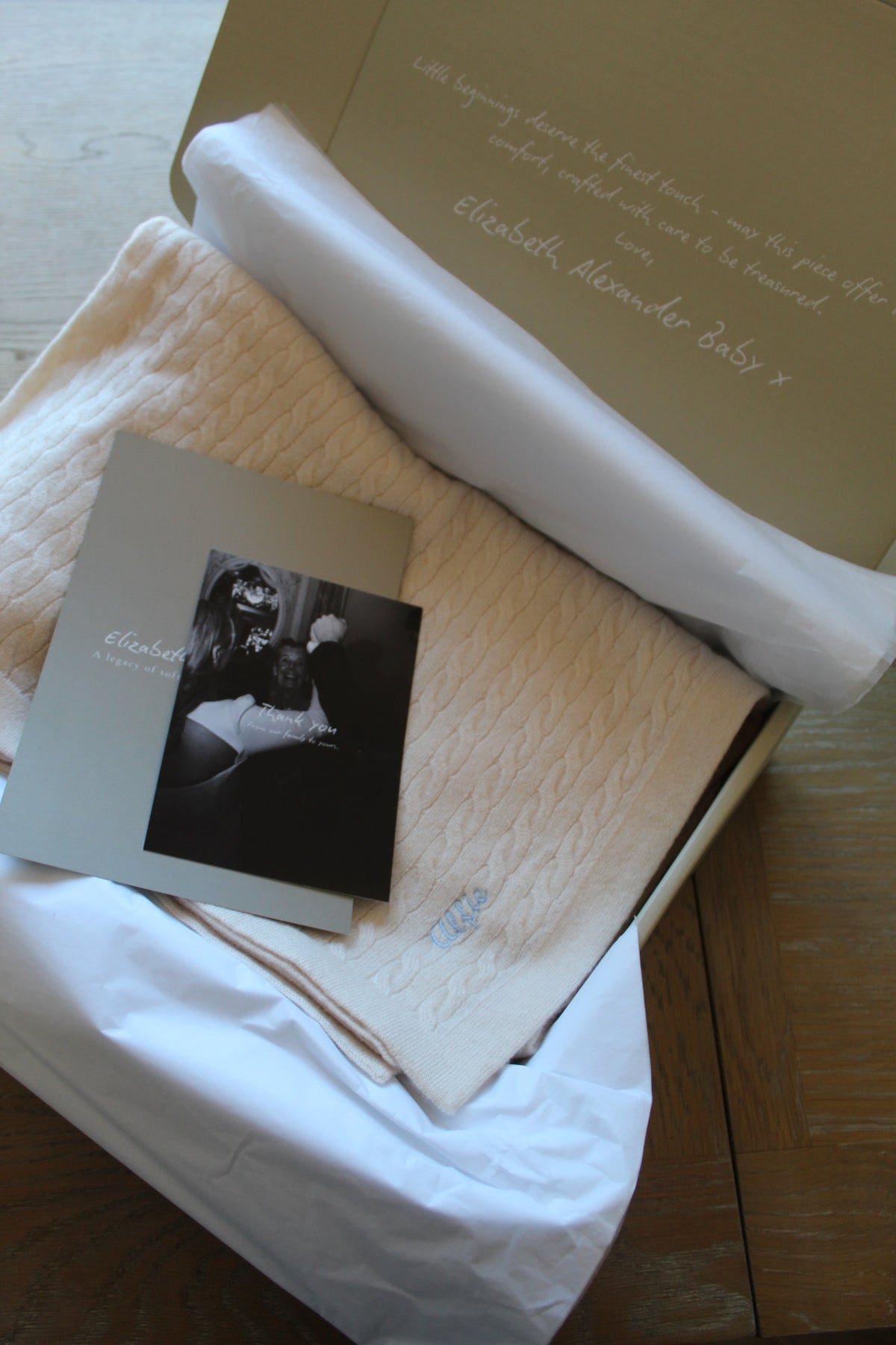Personalised 100% Cashmere Baby Blanket Feather