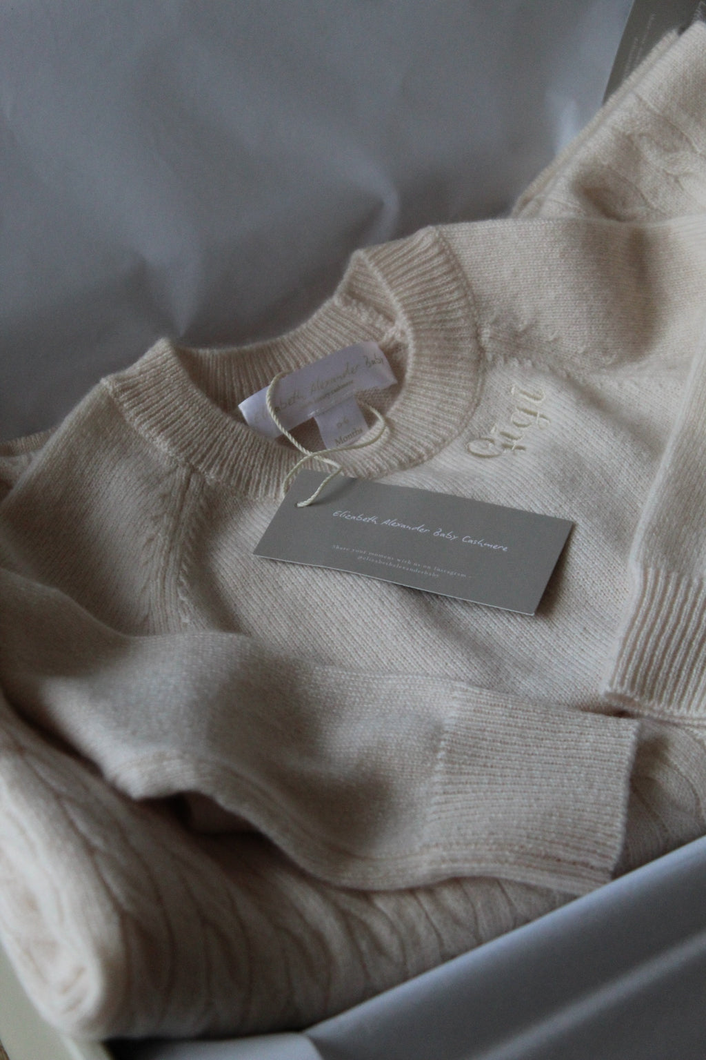 Personalised 100% Cashmere Baby Jumper in Feather