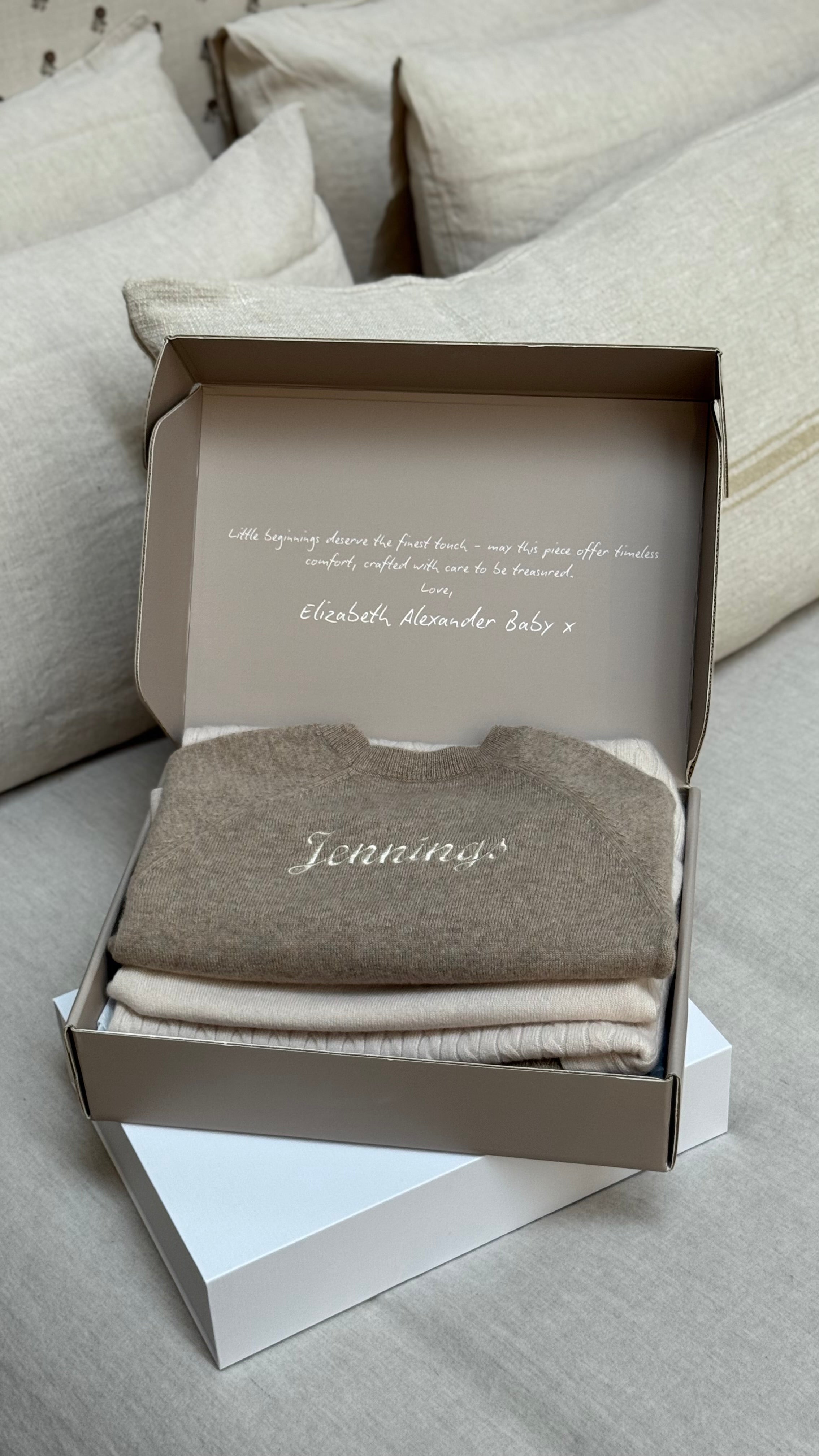 100% Cashmere Baby Jumper in Pebble