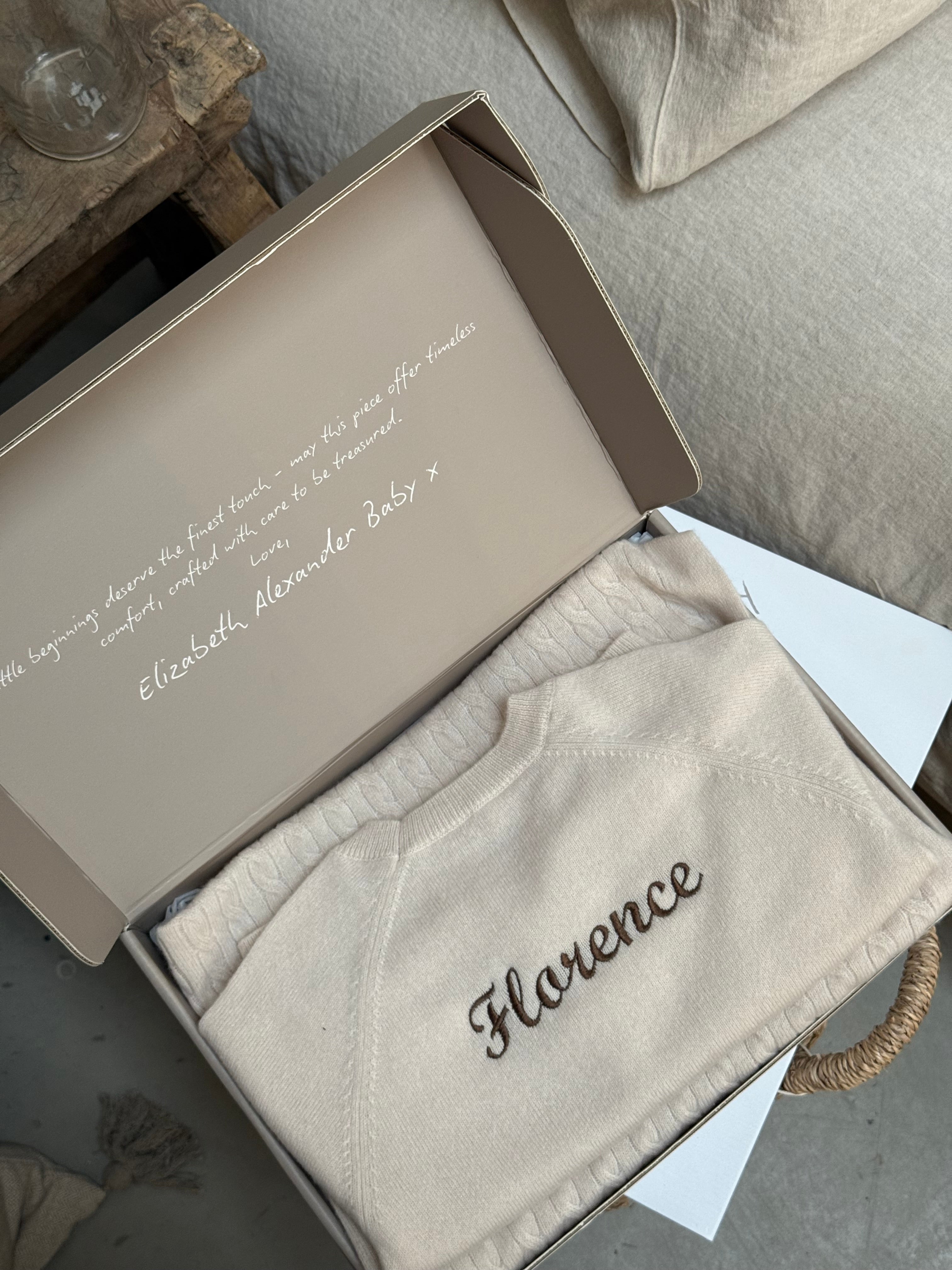 100% Cashmere Baby Blanket in Feather