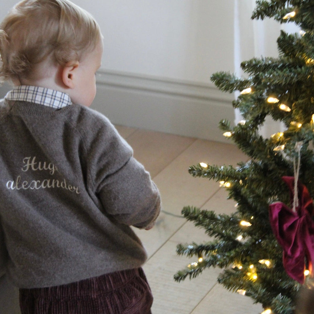 100% Cashmere Baby Jumper in Walnut