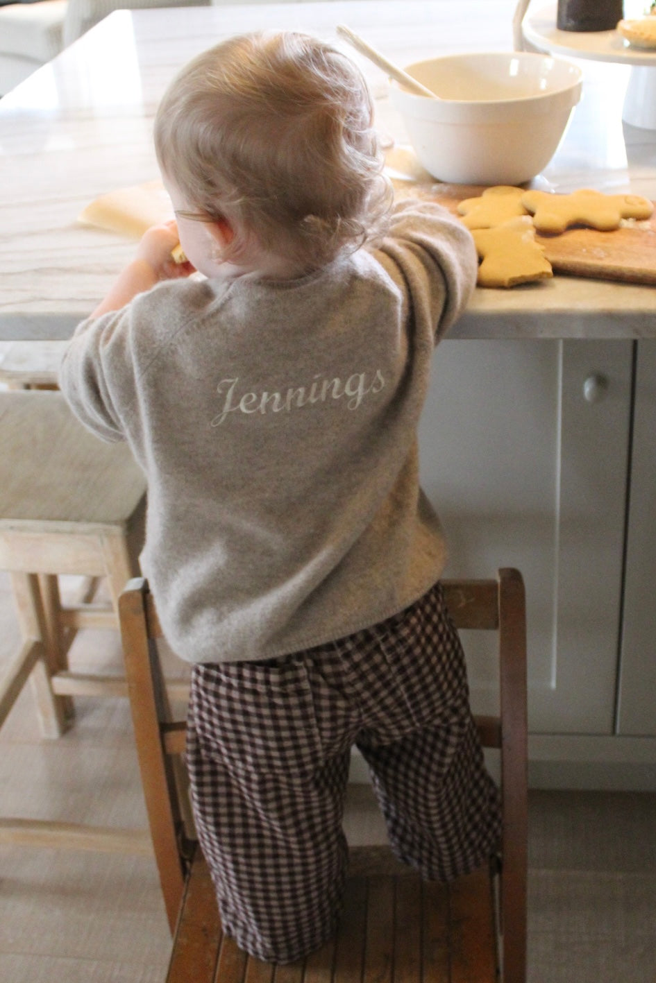100% Cashmere Baby Jumper in Pebble