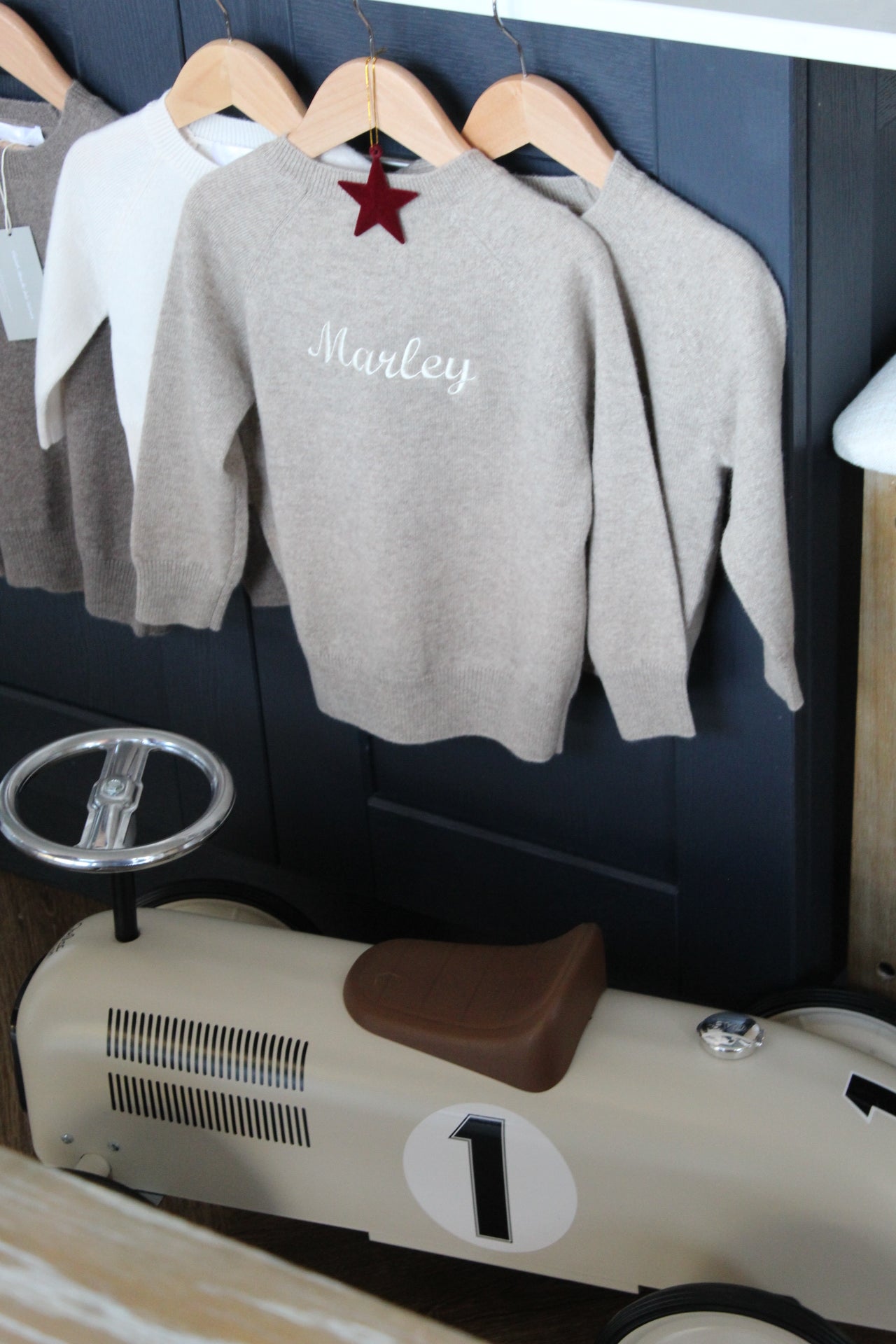 100% Cashmere Baby Jumper in Pebble (personalise me)