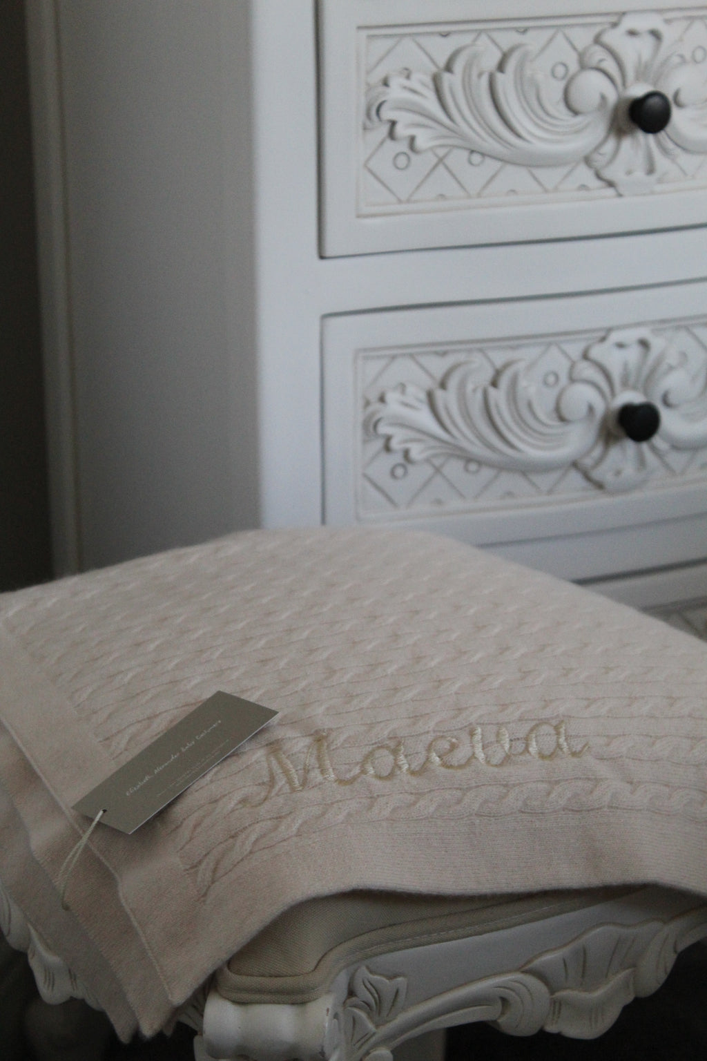 100% Cashmere Baby Blanket Feather (personalise me)