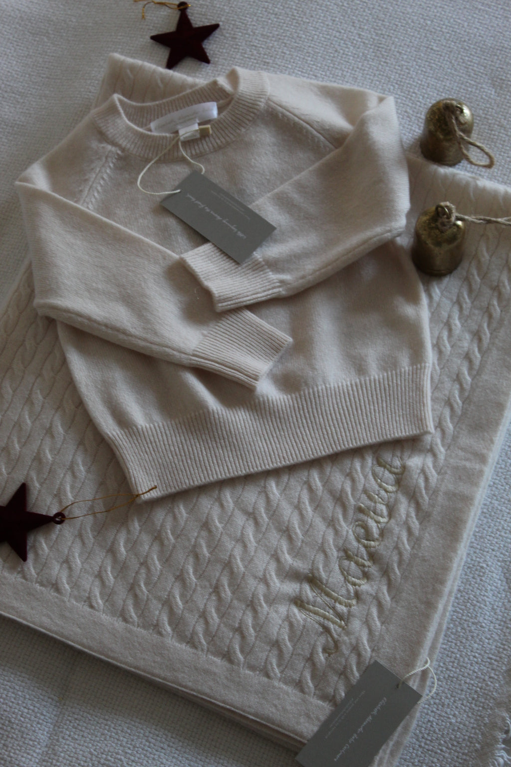 100% Cashmere Baby Blanket Feather (personalise me)