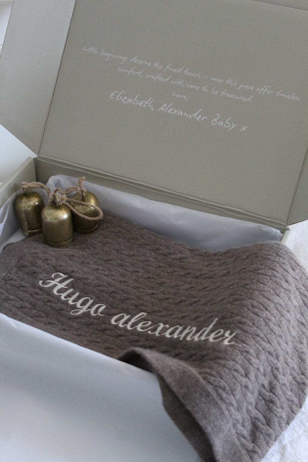 100% Cashmere Baby Blanket in Walnut (personalise me)