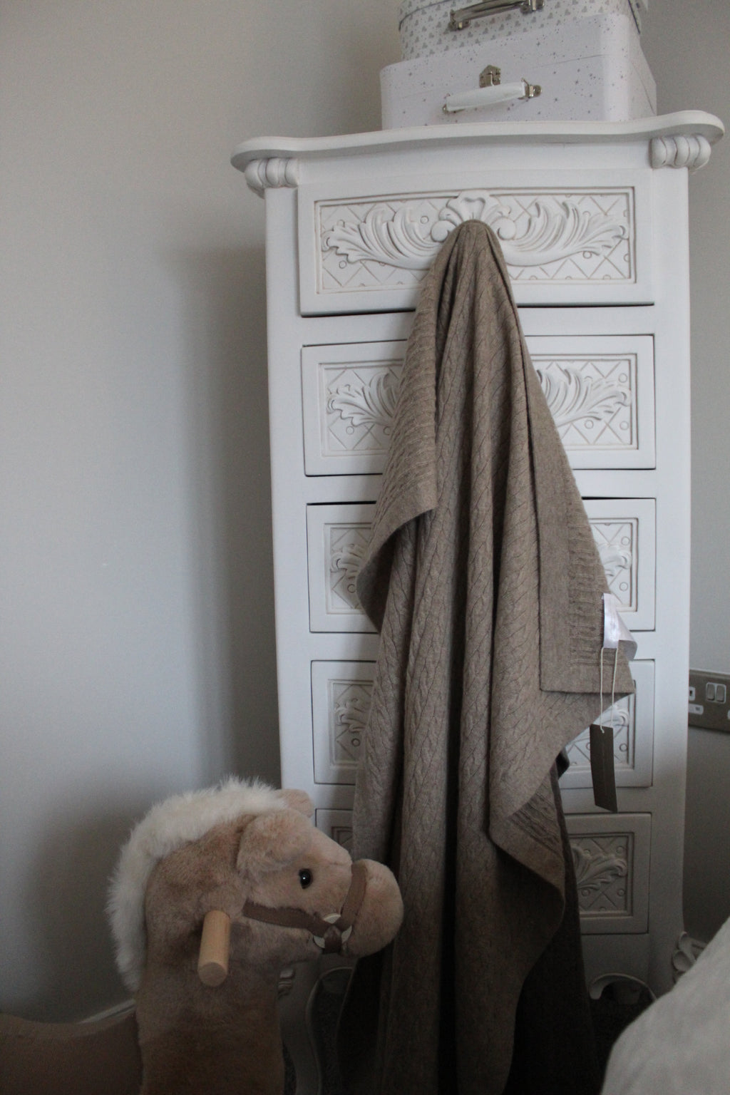 100% Cashmere Baby Blanket in Pebble (personalise me)