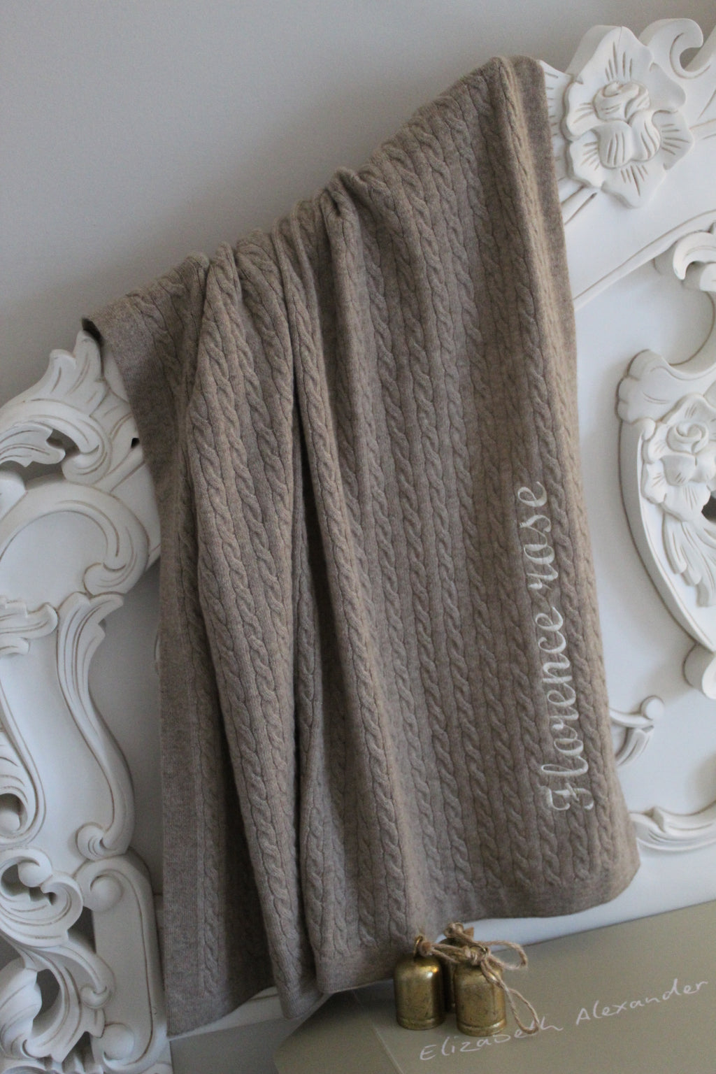 100% Cashmere Baby Blanket in Pebble (personalise me)