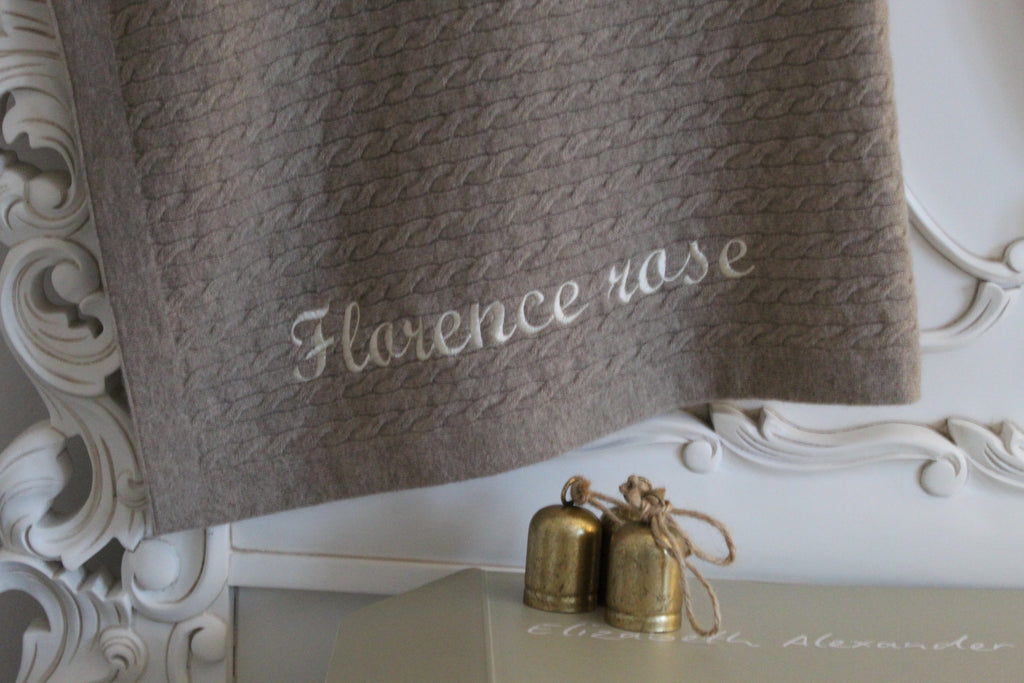 100% Cashmere Baby Blanket in Pebble (personalise me)
