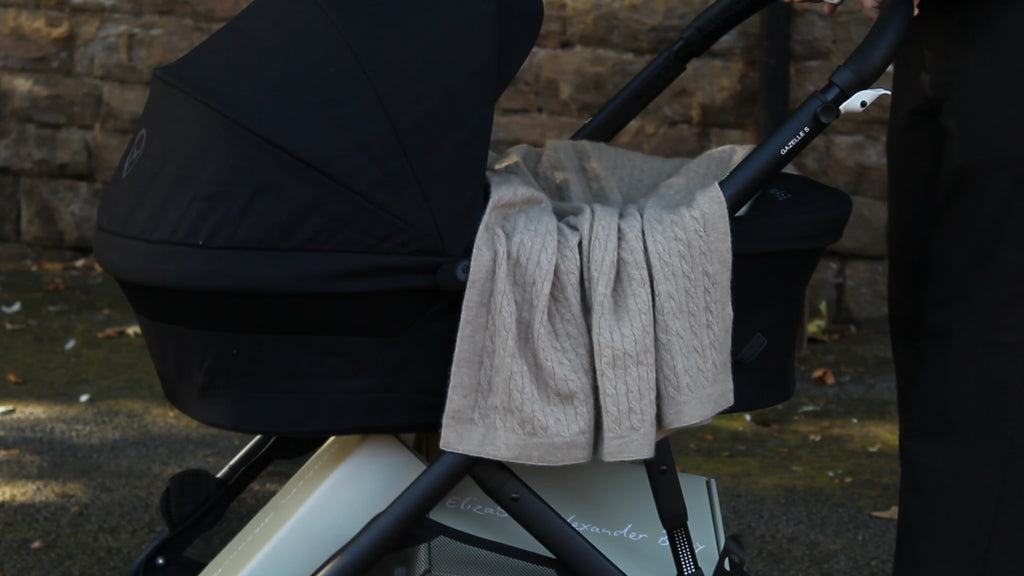 Personalised 100% Cashmere Baby Blanket in Pebble