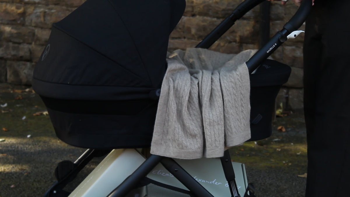 Personalised 100% Cashmere Baby Blanket in Pebble